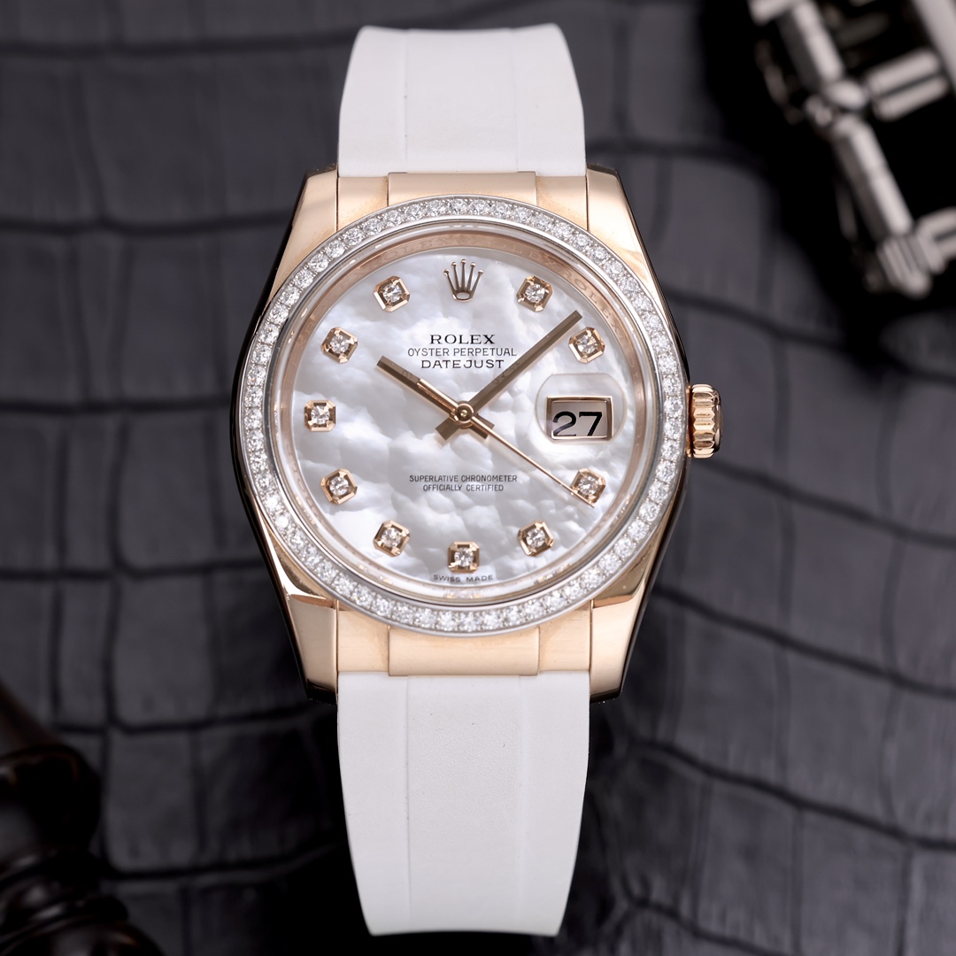 95新 Rolex/劳力士 日志型原钻116185BBR-0009 18k玫瑰金 单表