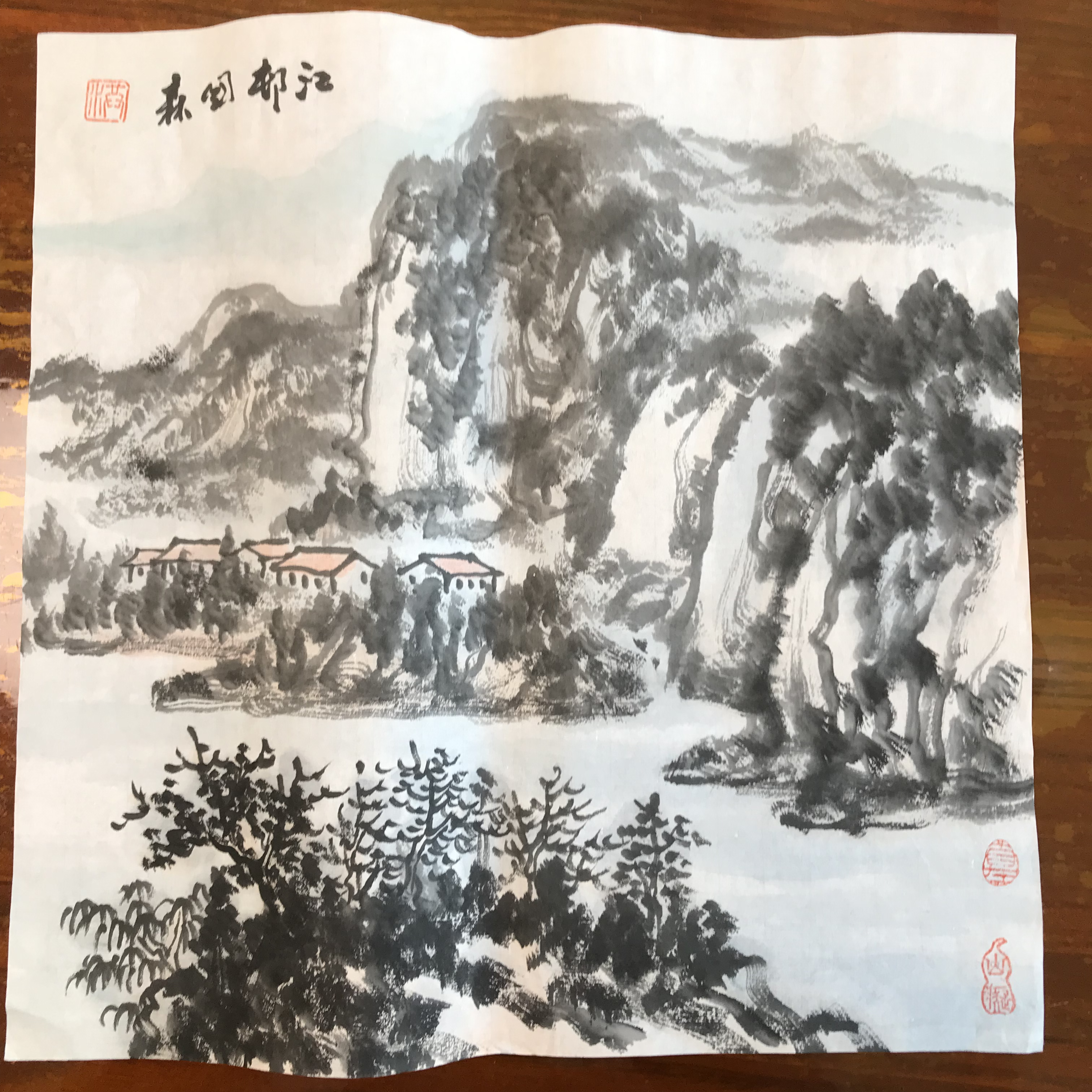 山水国画水墨作品