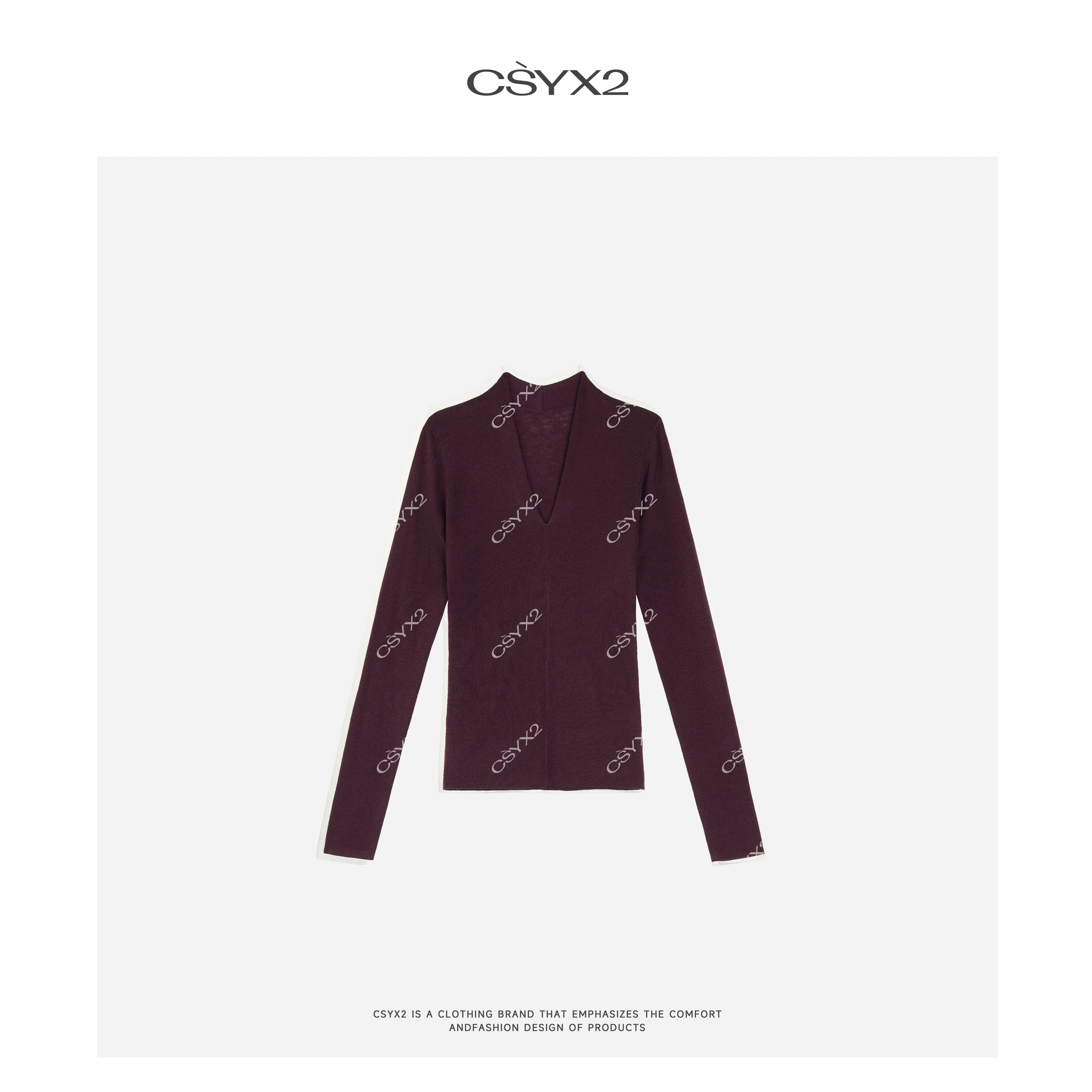 CsyX2-美利诺羊毛深V领百搭基础纯色松弛感T恤SC-0409