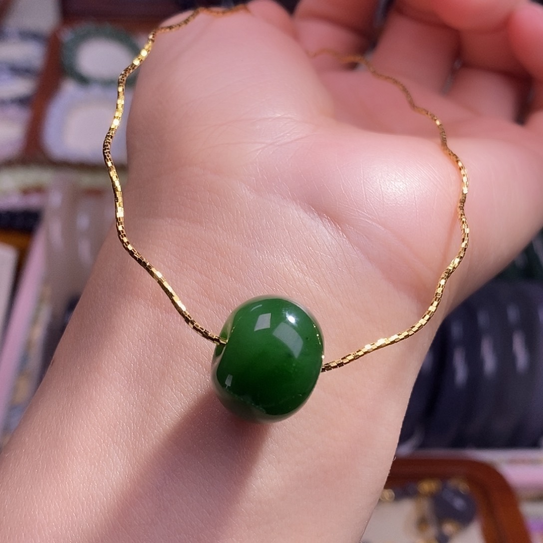 颈饰未镶嵌和田玉碧玉路路通项圈