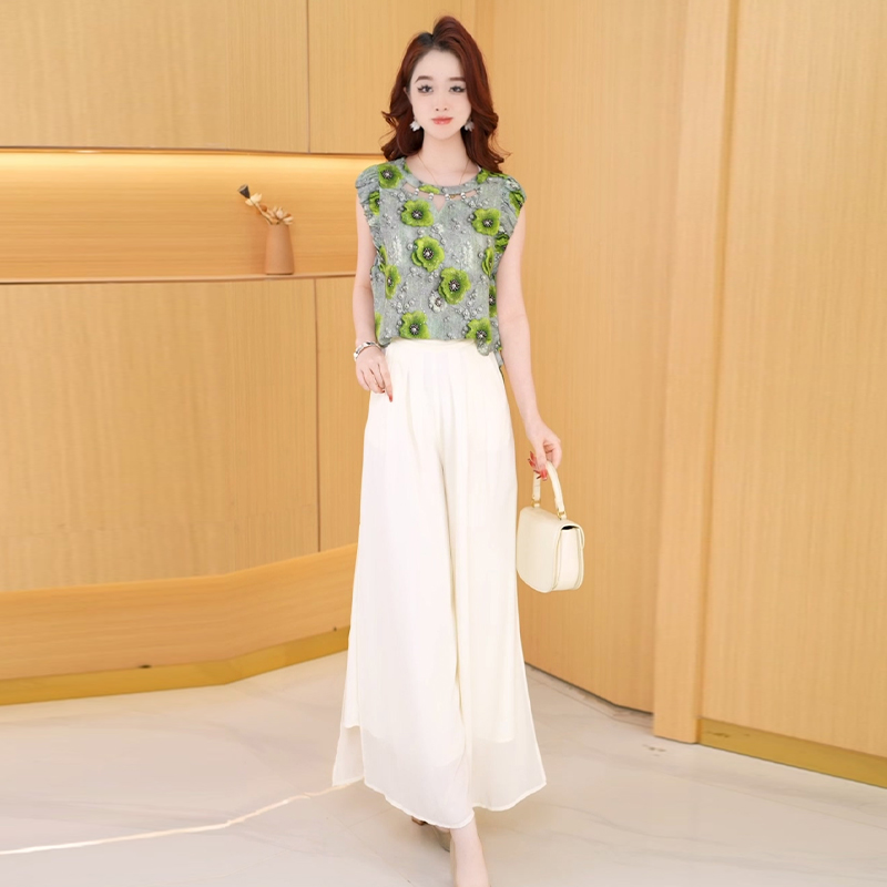 【两件套】夏季时尚女神修身洋气宽松气质休闲百搭显瘦减龄女装套裤