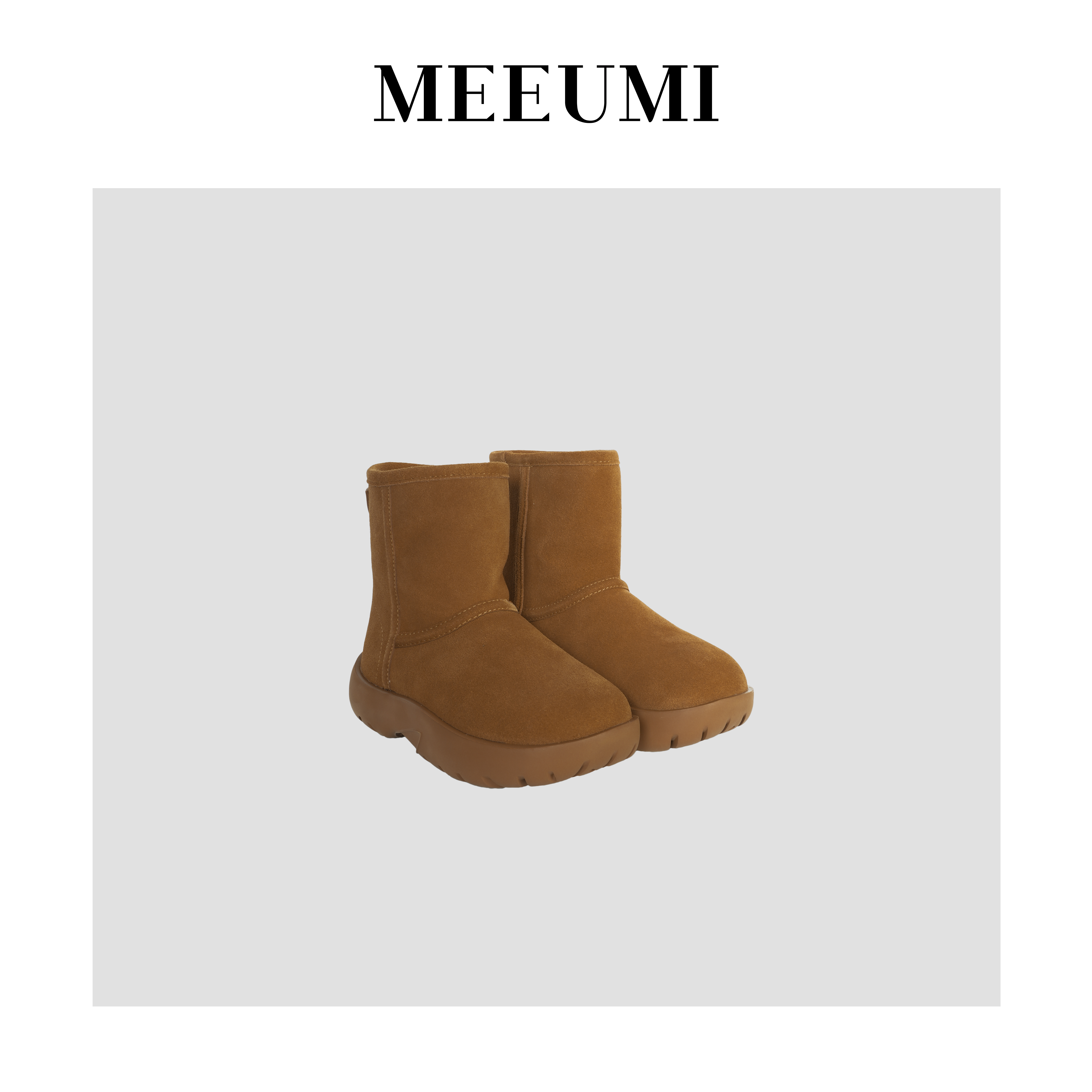 【MEEUMI】冬季新款中筒棉靴女雪地靴时尚保暖一脚蹬面包鞋AC0613CY