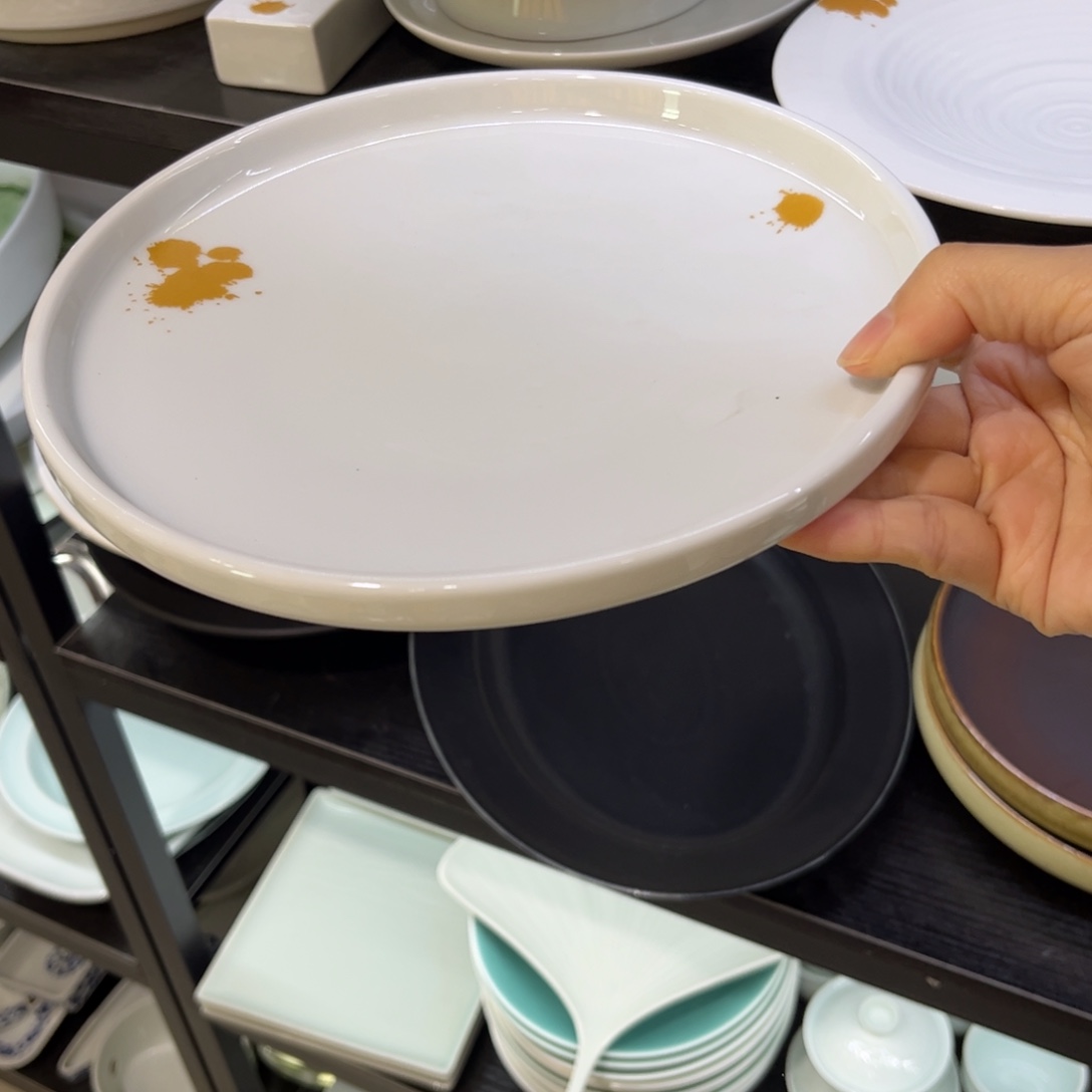 瓷景德镇粗陶复古盘碗微瑕