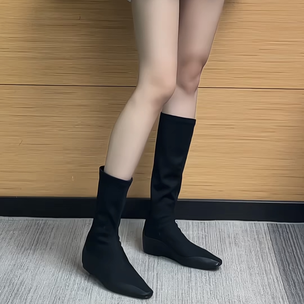 内增高弹力瘦瘦靴2025早秋新款时尚长筒短筒显瘦女靴短靴时装靴