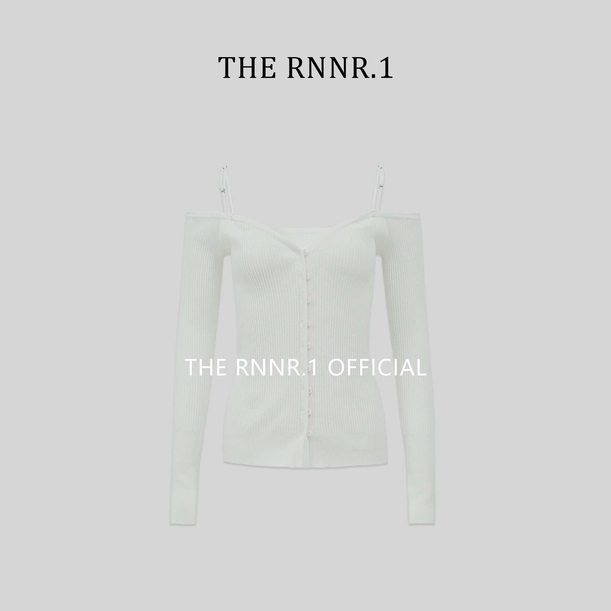 THE RNNR.1白色 露肩 可调节 针织上衣