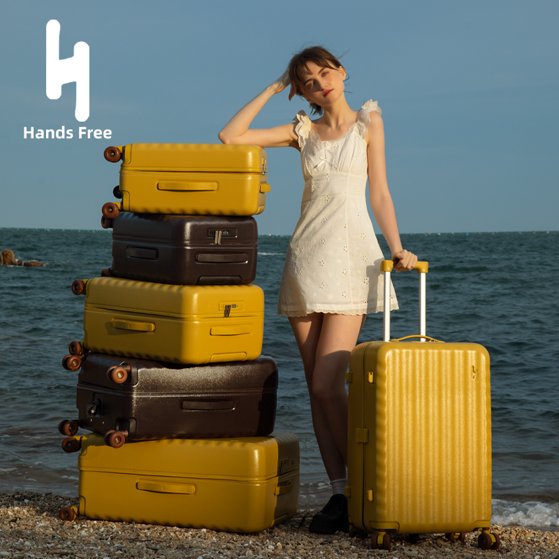 HandsFree时尚可可行李箱【弹珠轴承轮  双层防爆拉链】桃皮绒内衬】