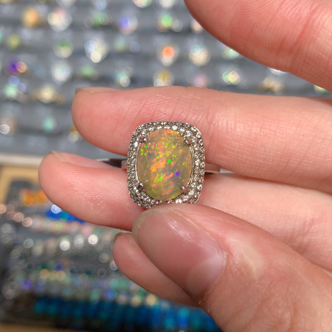 银S925镶嵌欧泊戒指t