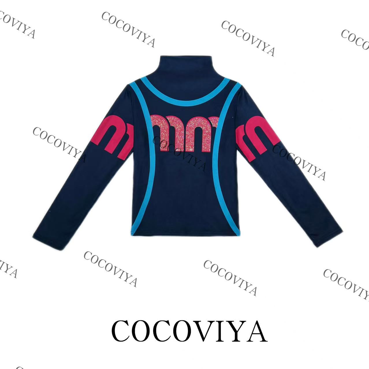 【CC】COCOVIYA字母烫钻双C精致德绒长袖T恤时尚内搭上衣26C-984