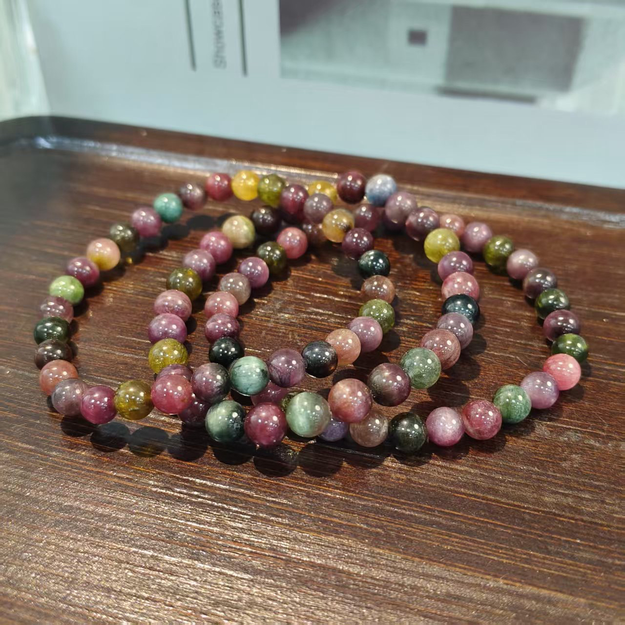 【书记甄选】天然猫眼西瓜碧玺单圈手链 多样性发一件 约6mm GD1700