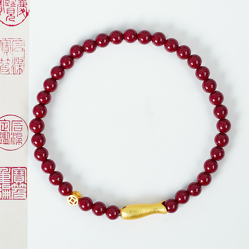 含辰砂工艺品本命年红色紫金砂朱砂手链-8611