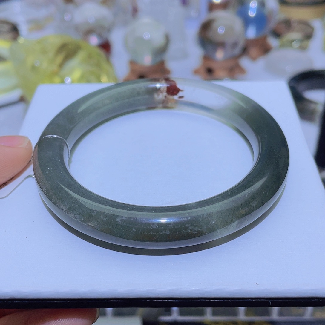 水晶手镯未镶嵌天然绿幽灵手镯