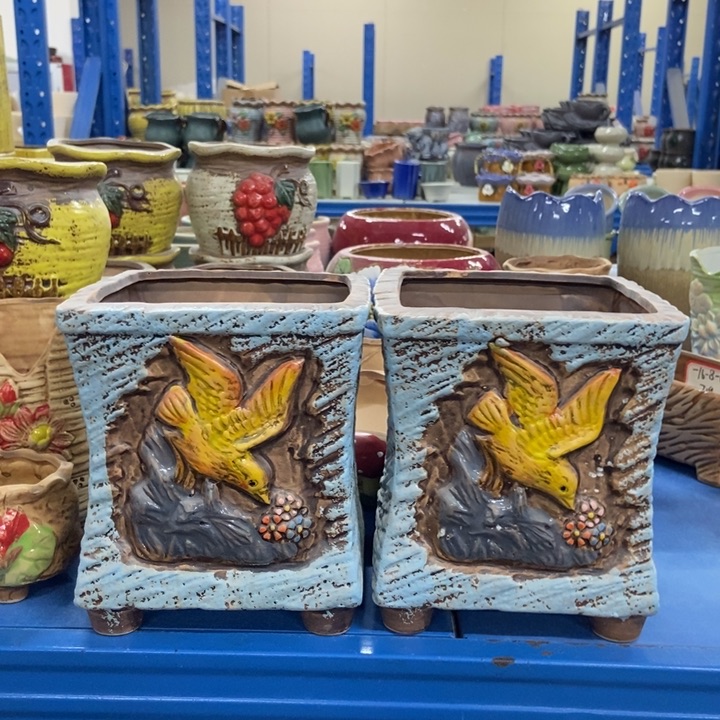 陶瓷花盆单场满9.9发13*15两个蓝