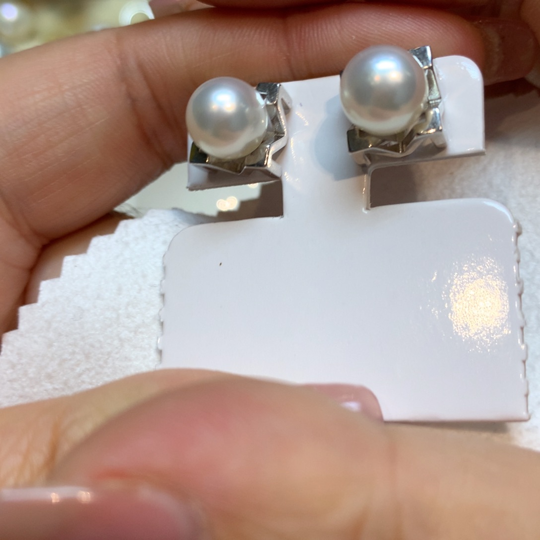 海水珍珠耳饰银S925镶嵌