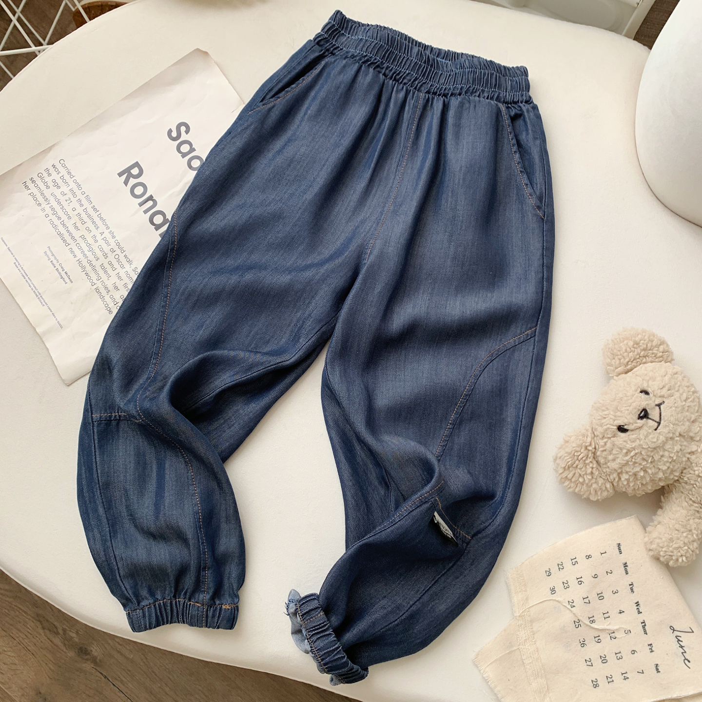 儿童防蚊裤子男童夏季新款男孩轻薄款透气牛仔长裤韩版休闲裤