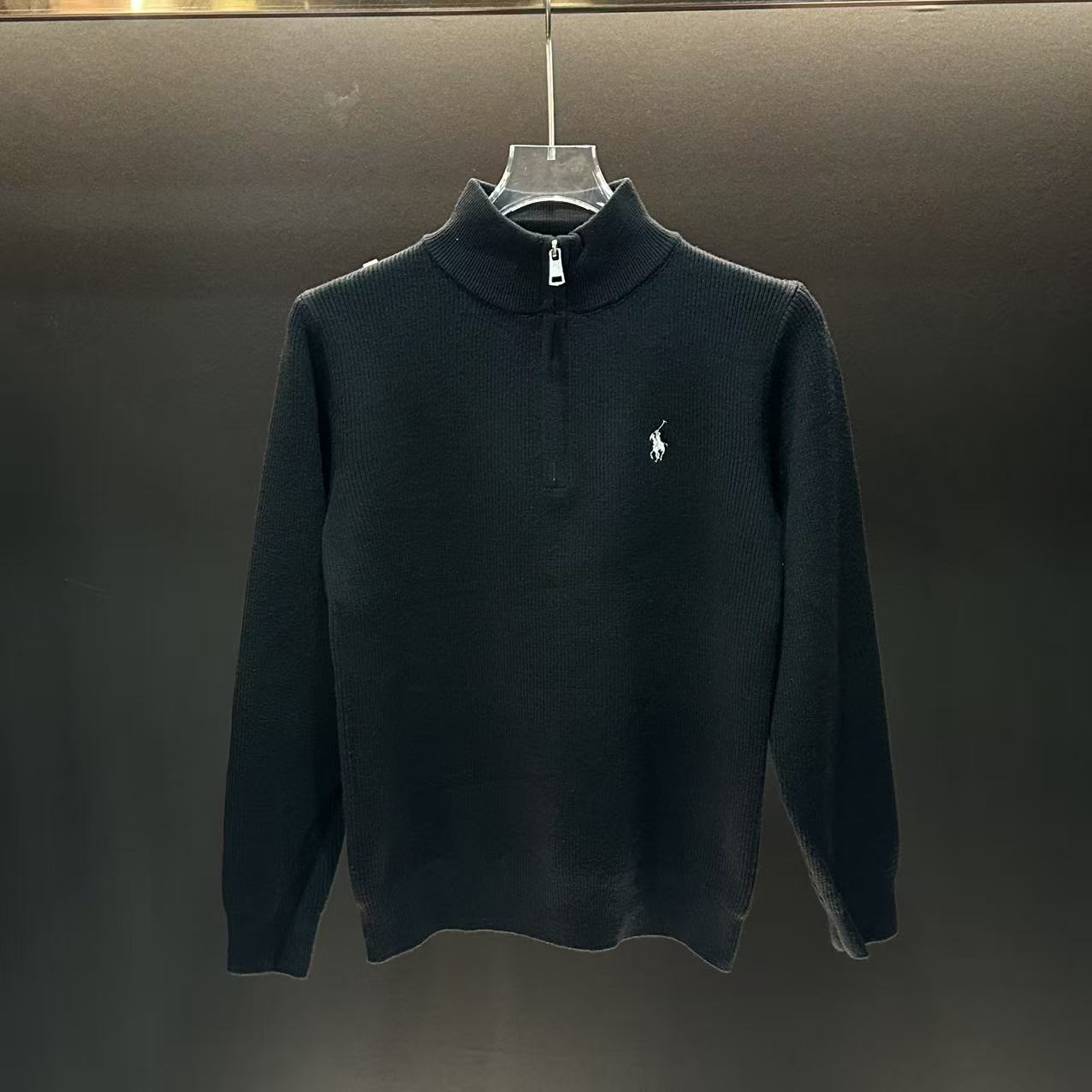 针织秋冬针织衫400g男士简约两色毛衣修身轻奢立领潮流