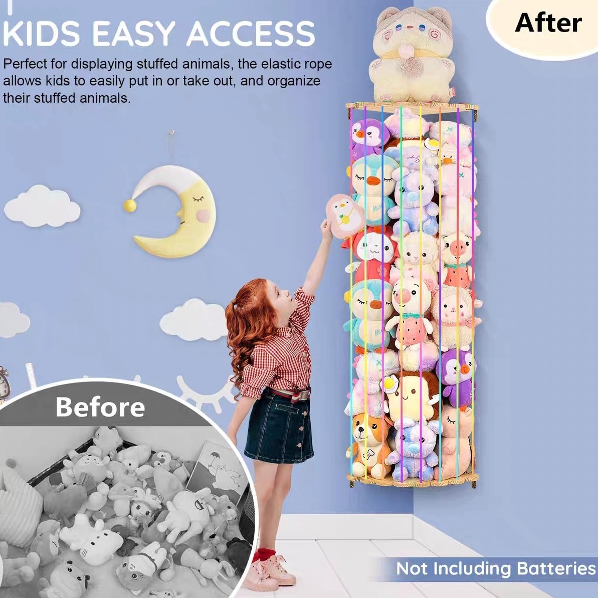 毛绒动物收纳木架转角架木制填充动物动物园储物笼育儿室收纳跨境