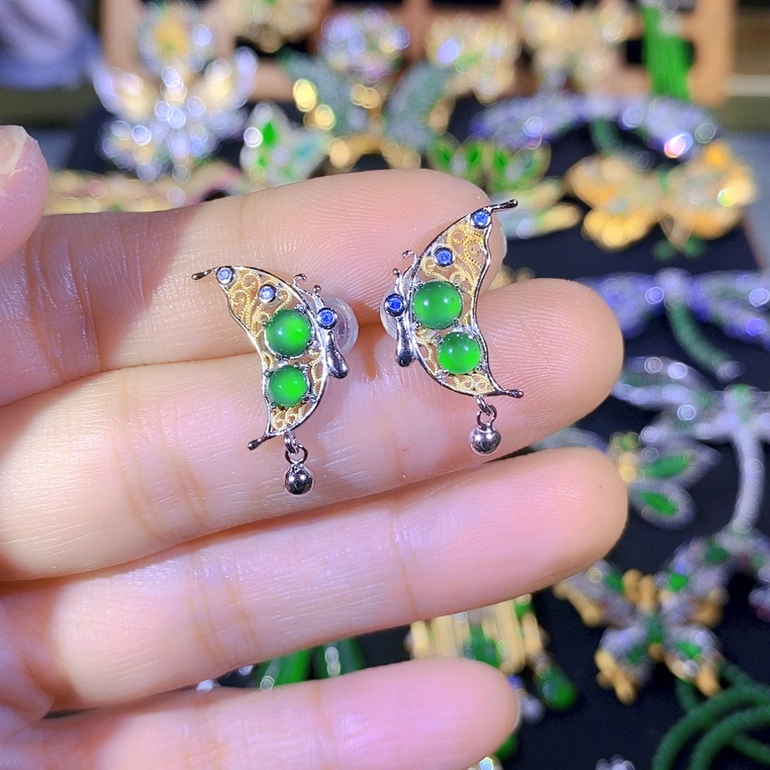 吊坠(不含链)银S925镶嵌翡翠