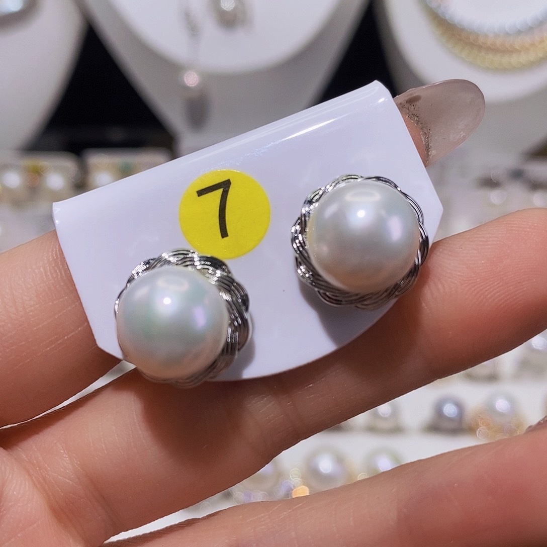 淡水珍珠耳饰银S925镶嵌