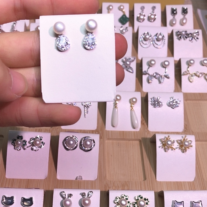 淡水珍珠耳饰银S925镶嵌