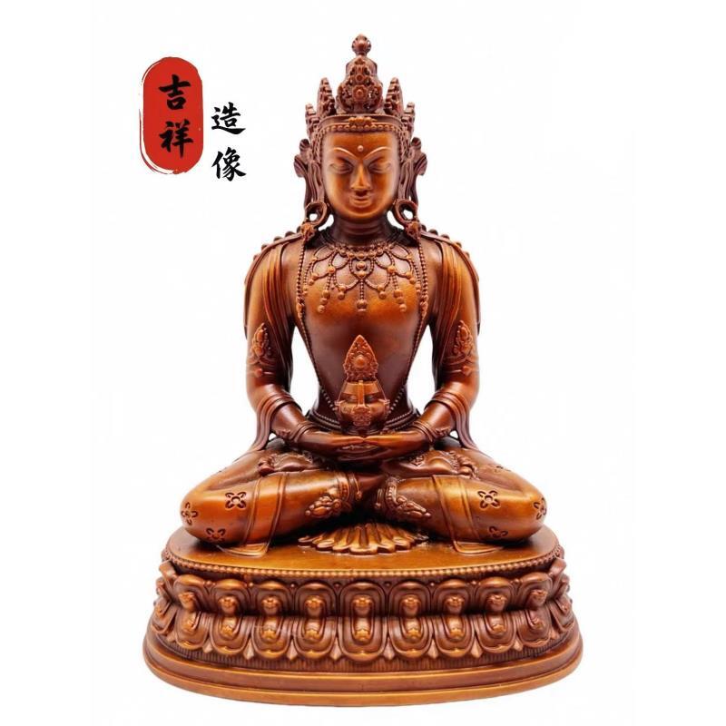 古法红铜纯手工《无量寿佛》藏传密宗家用铜像摆件