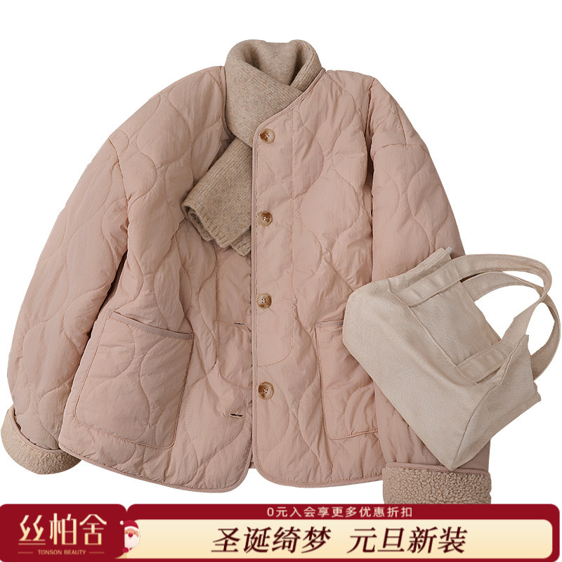 丝柏舍2025冬装新款女装长袖保暖单排扣外套圆领棉衣S34B2774H