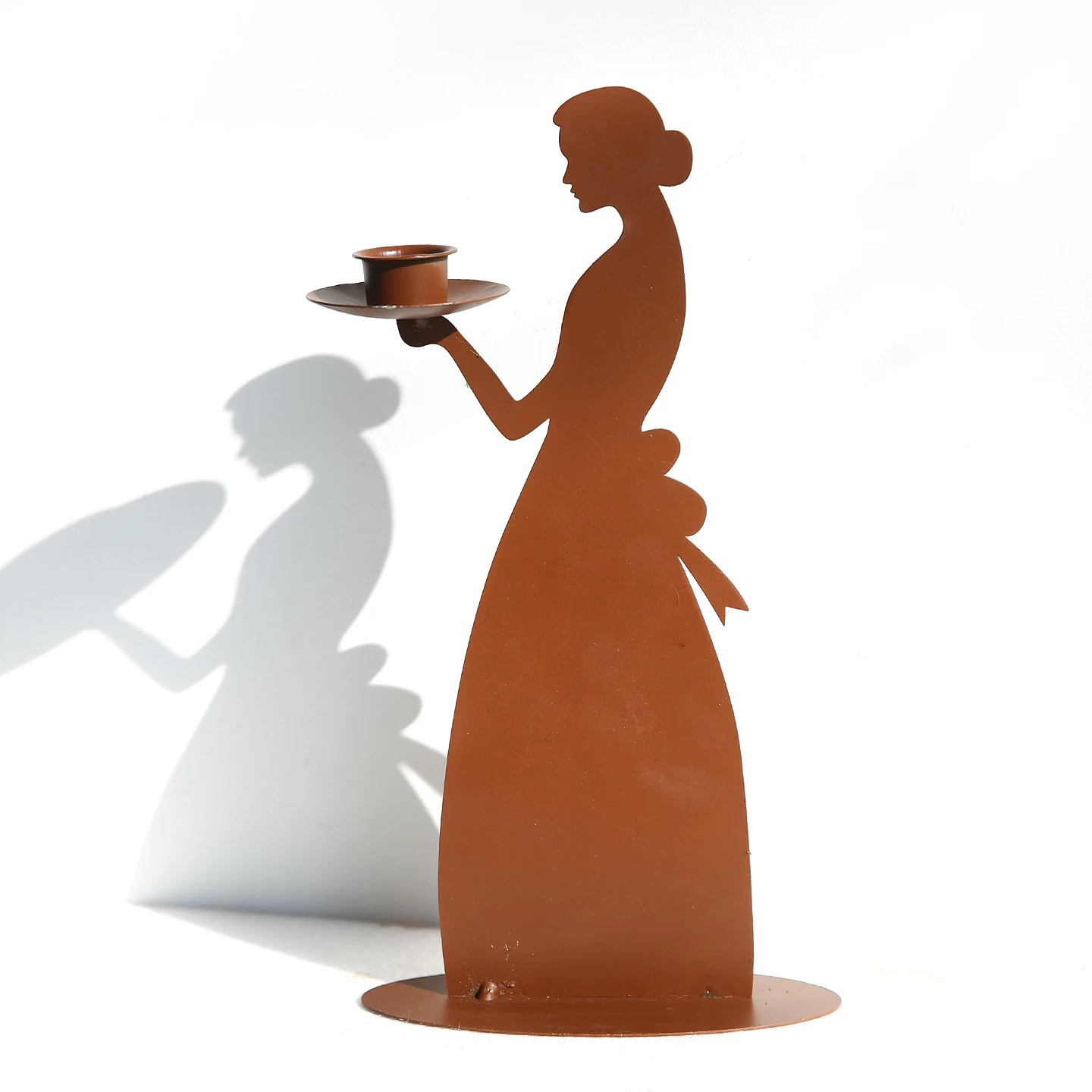 【南乔花园】阳台花园装饰摆件烛台铁皮剪影女仆烛台花插摆件