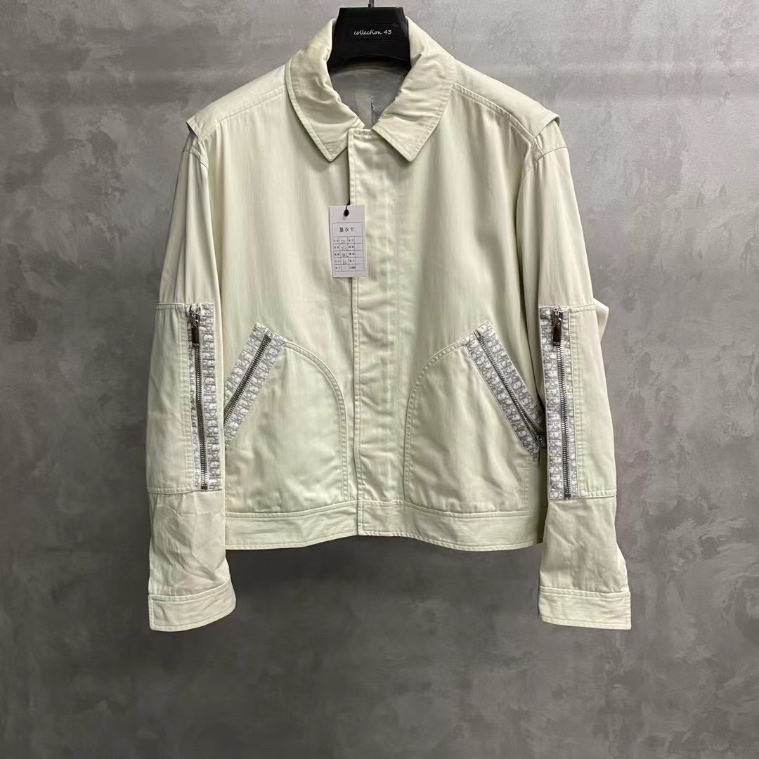 99新 DIOR/迪奥 oblique米白色印花满印图案拉链夹克外套/50码