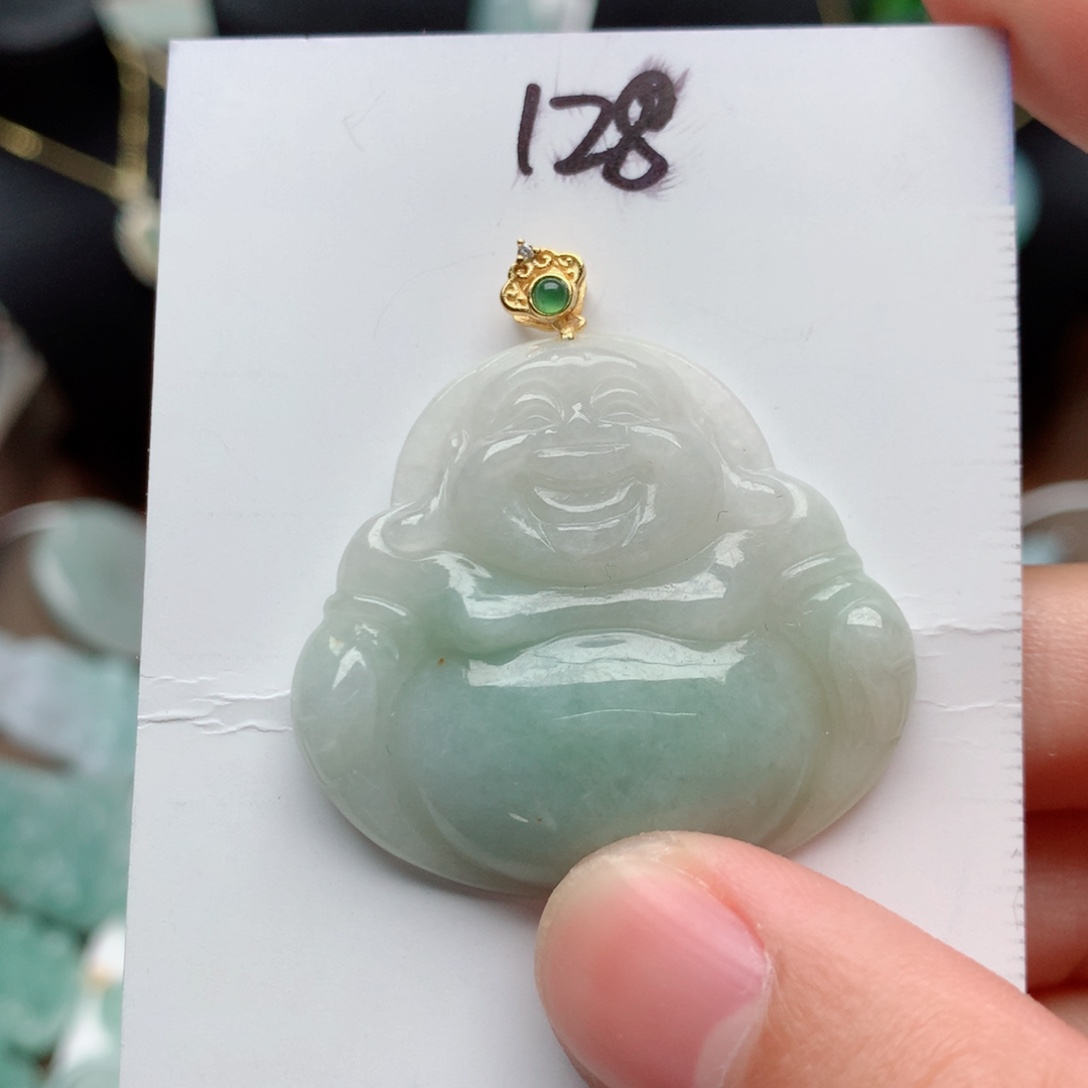 翡翠颈饰银S925镀金镶嵌吊坠