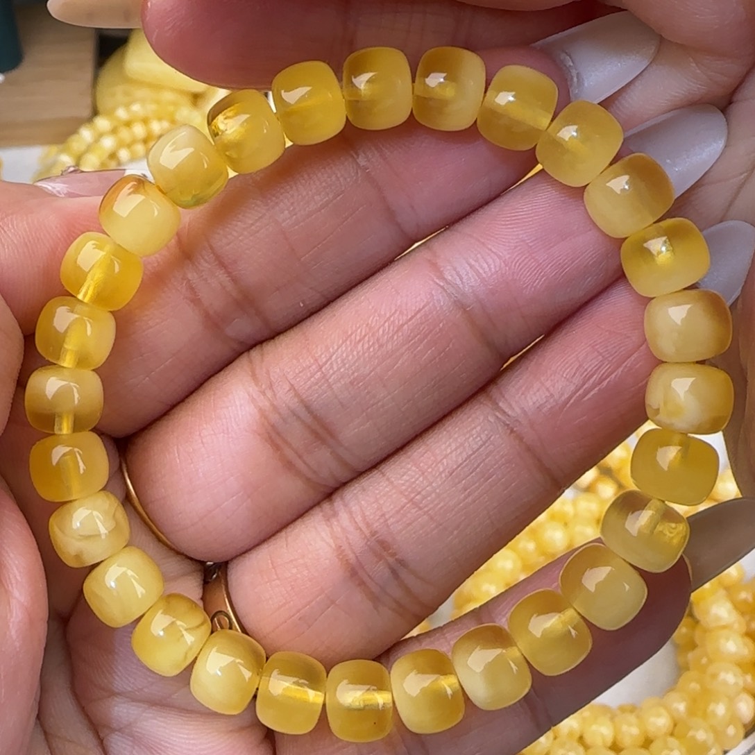 蜜蜡未镶嵌手链聚宝盆老型手串