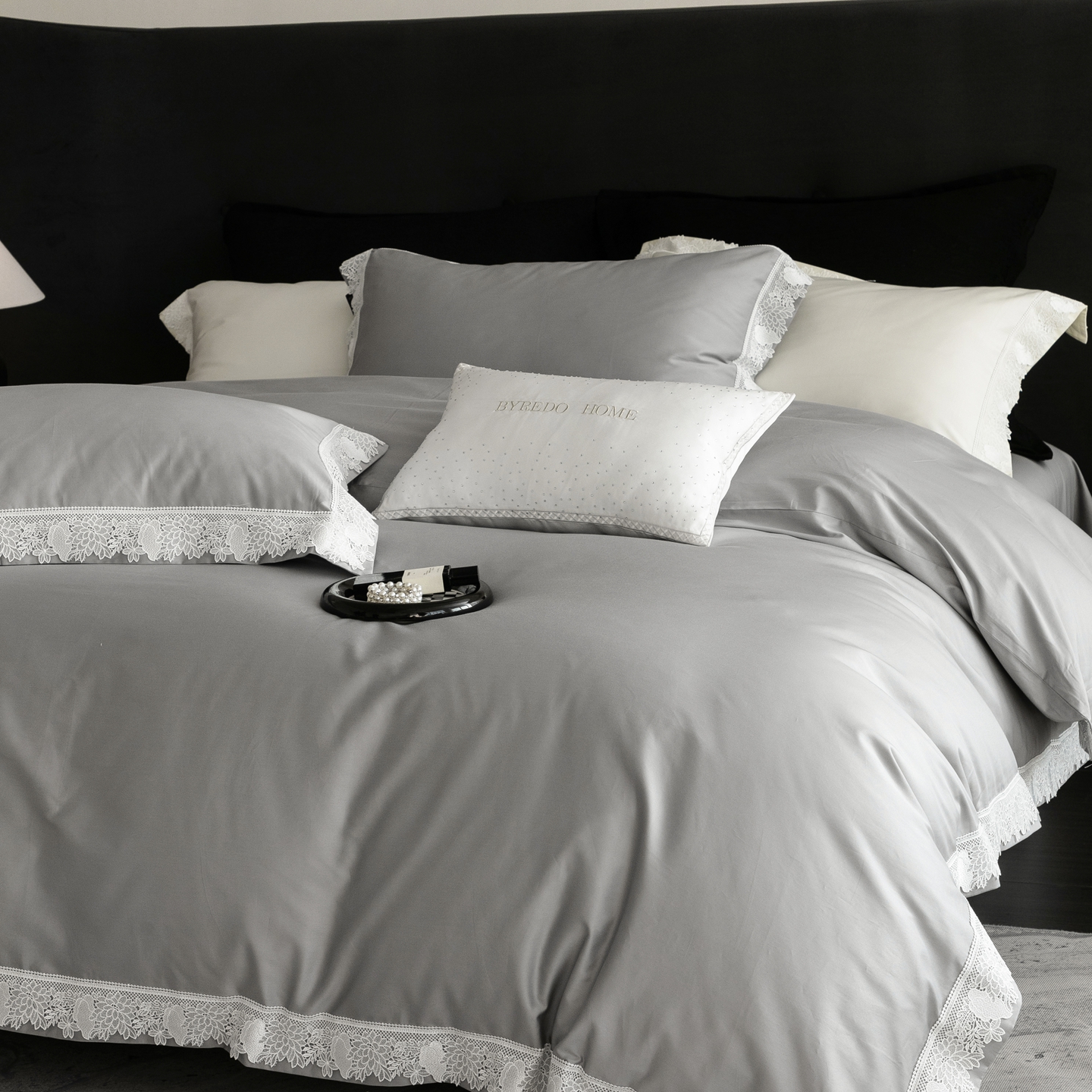 高端纯棉原创设计师轻奢风140支高定绣花款简约高档长绒棉四件套