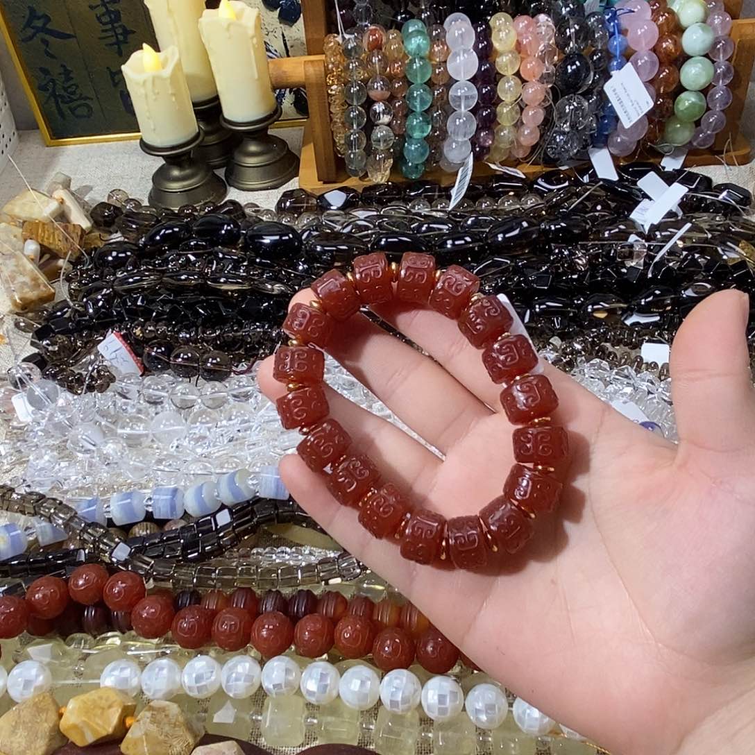 玛瑙/玉髓散珠老玛瑙回纹