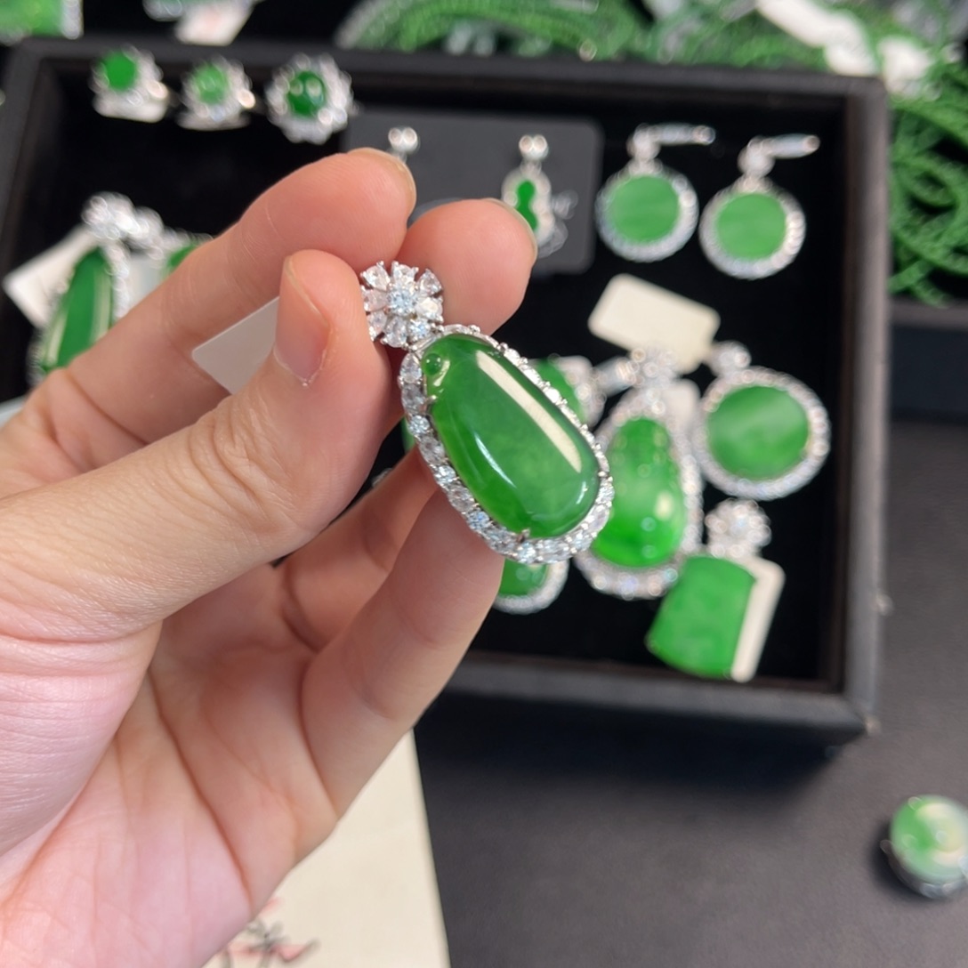 翡翠银S925镶嵌戒指