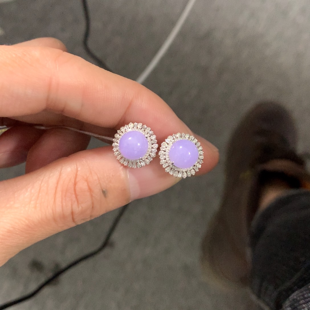 翡翠耳饰18K金镶嵌翡翠