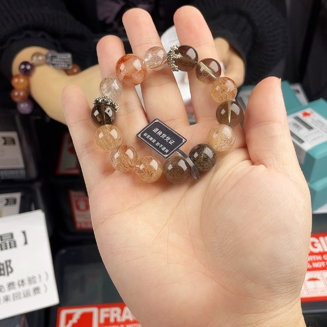 银S925镀金镶嵌水晶手串