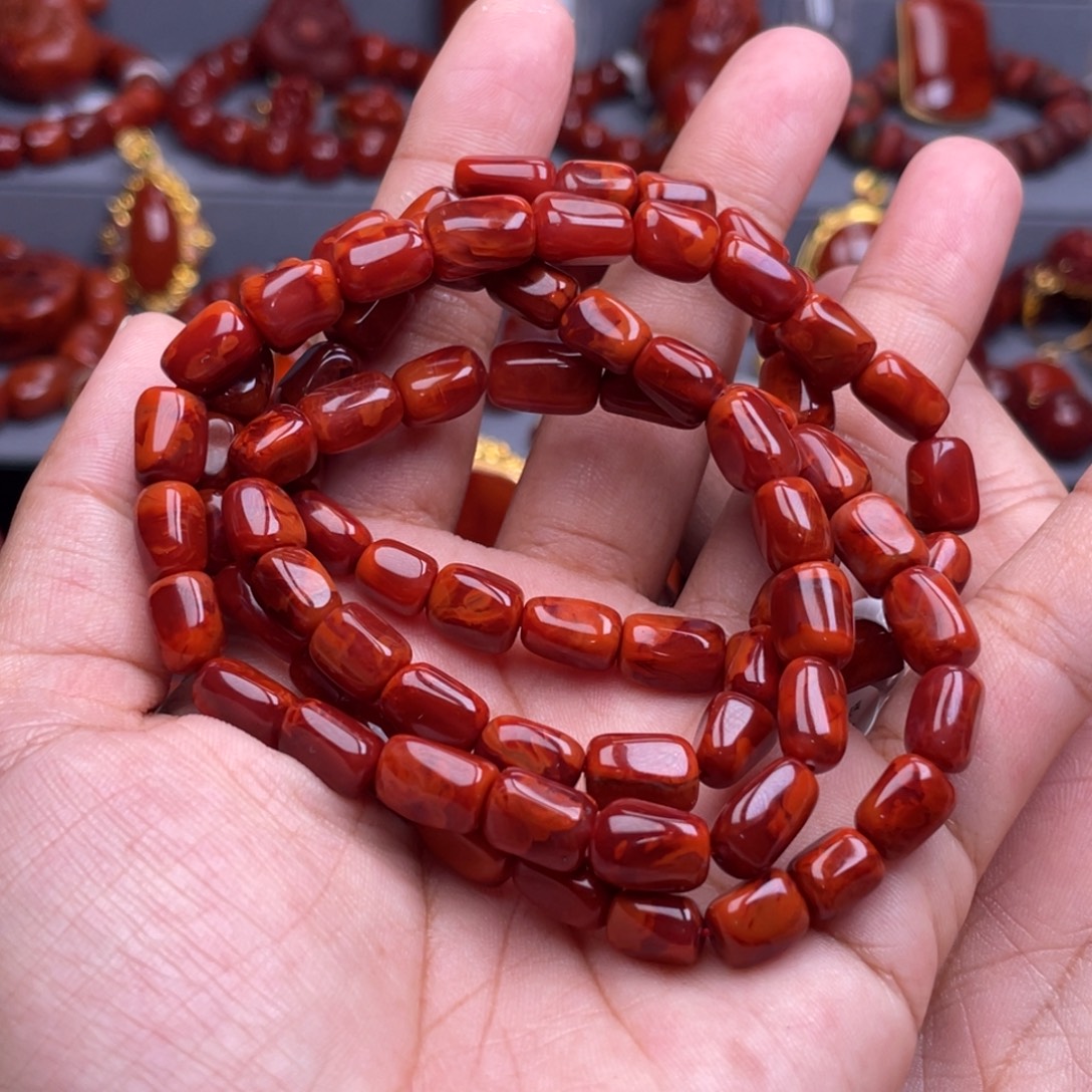 南红玛瑙未镶嵌珠宝奇石多圈7.5mm