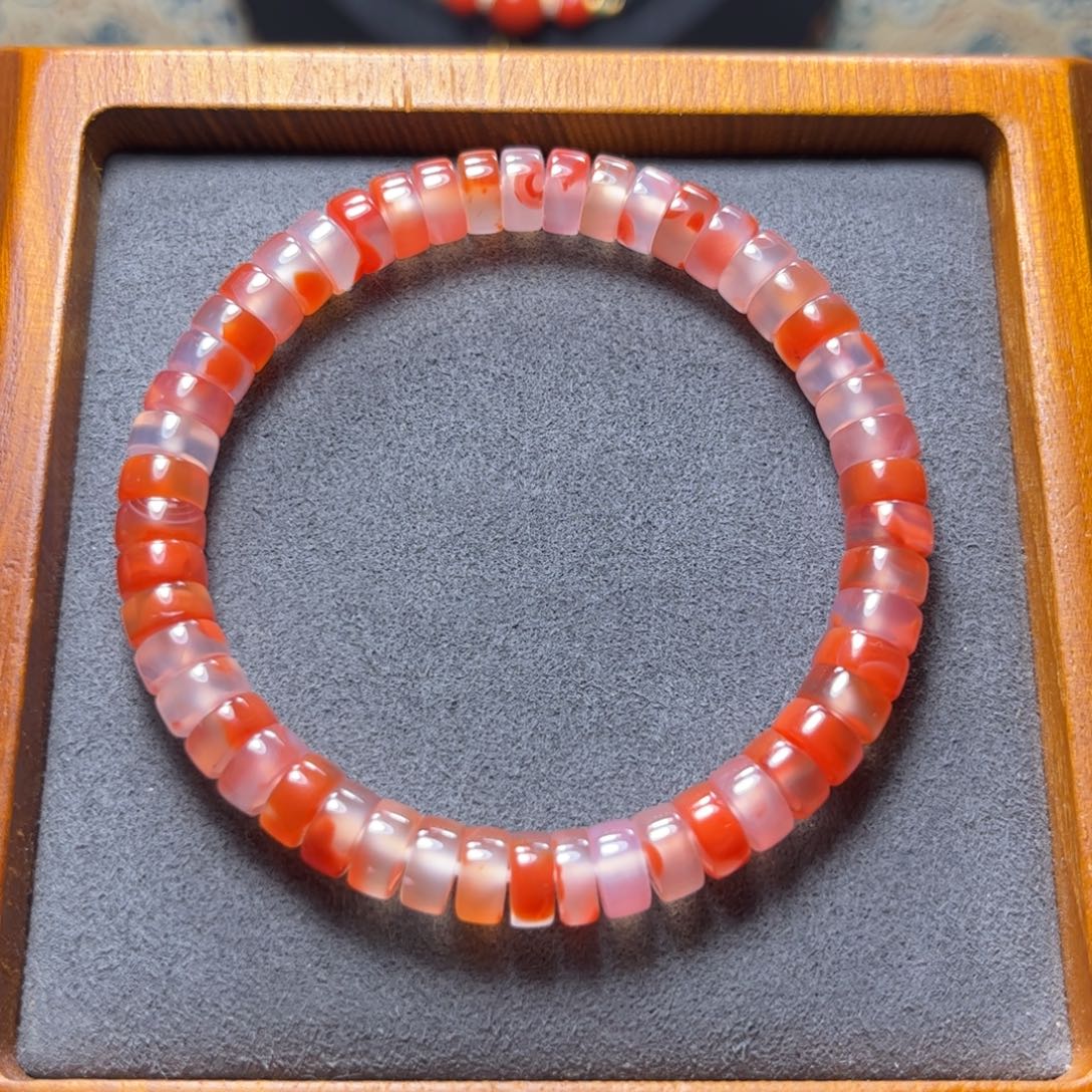 南红玛瑙未镶嵌干掌锦鲤药片单圈7mm