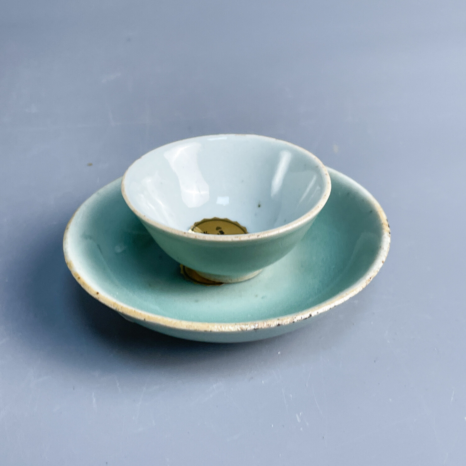 M25KT005898 - 清道光 青釉杯碟一套7