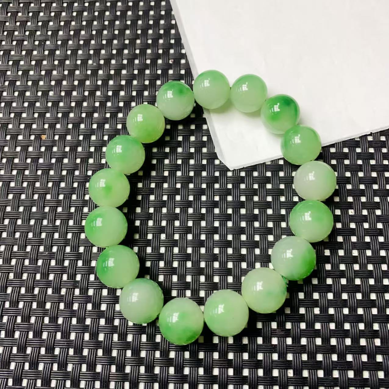 [小石]A347老冰绿花手链12M