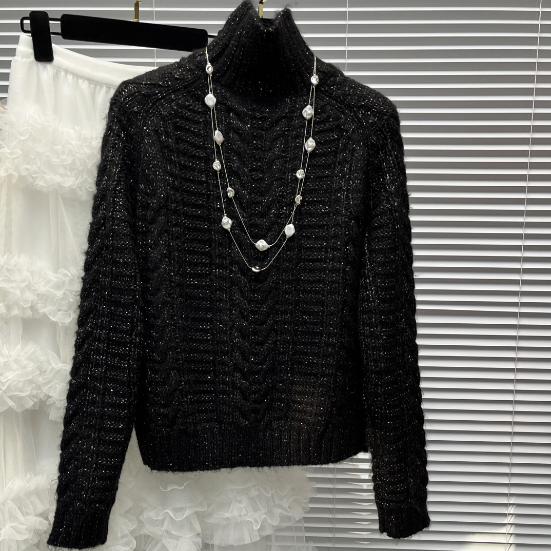 ANQING25新品秋冬气质羊毛长袖套头舒适针织上衣女装