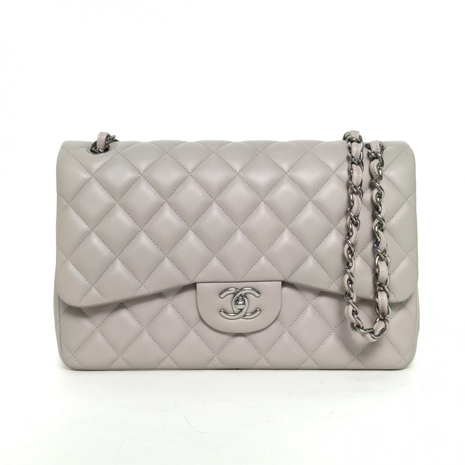 95新 Chanel/香奈儿 【娇】CF口盖包 JUMBO30皮革S18开银扣 826337