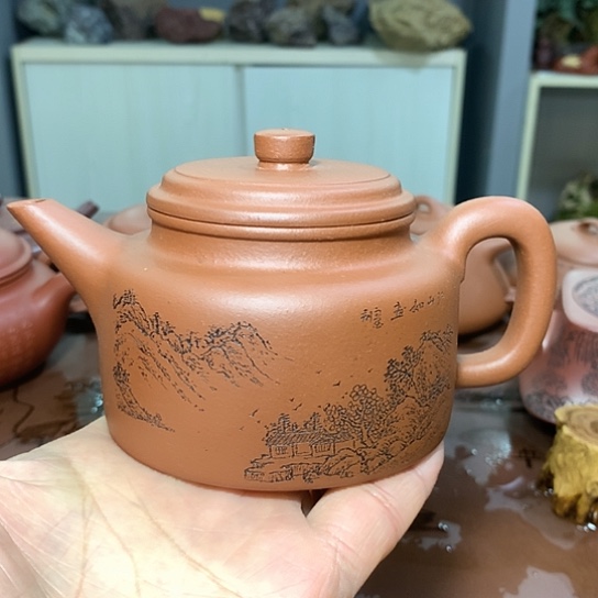 紫砂茶杯全手工制作原矿底槽青紫砂壶容量260工艺师作品
