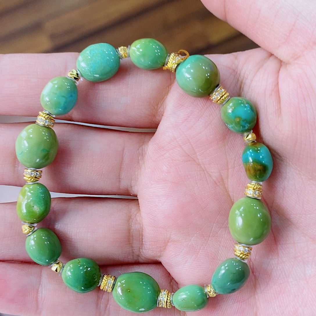 绿松石银S925镀金镶嵌珠宝奇石