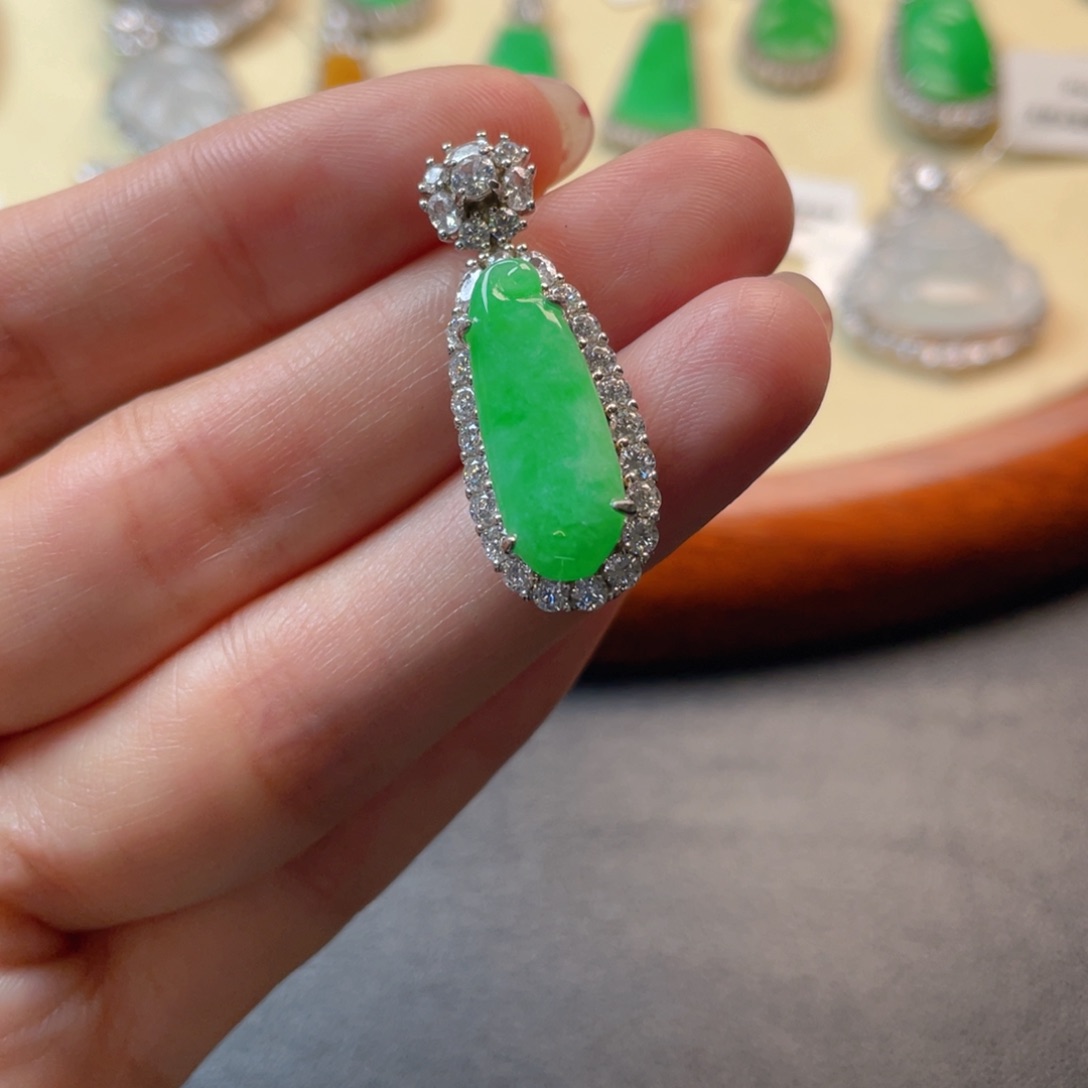 翡翠吊坠(不含链)银S925镶嵌