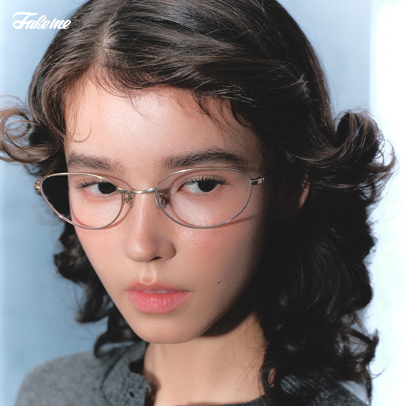 Fakeme（达人专属）中国限定钛金属椭圆框小狐狸光学镜架女 Fade