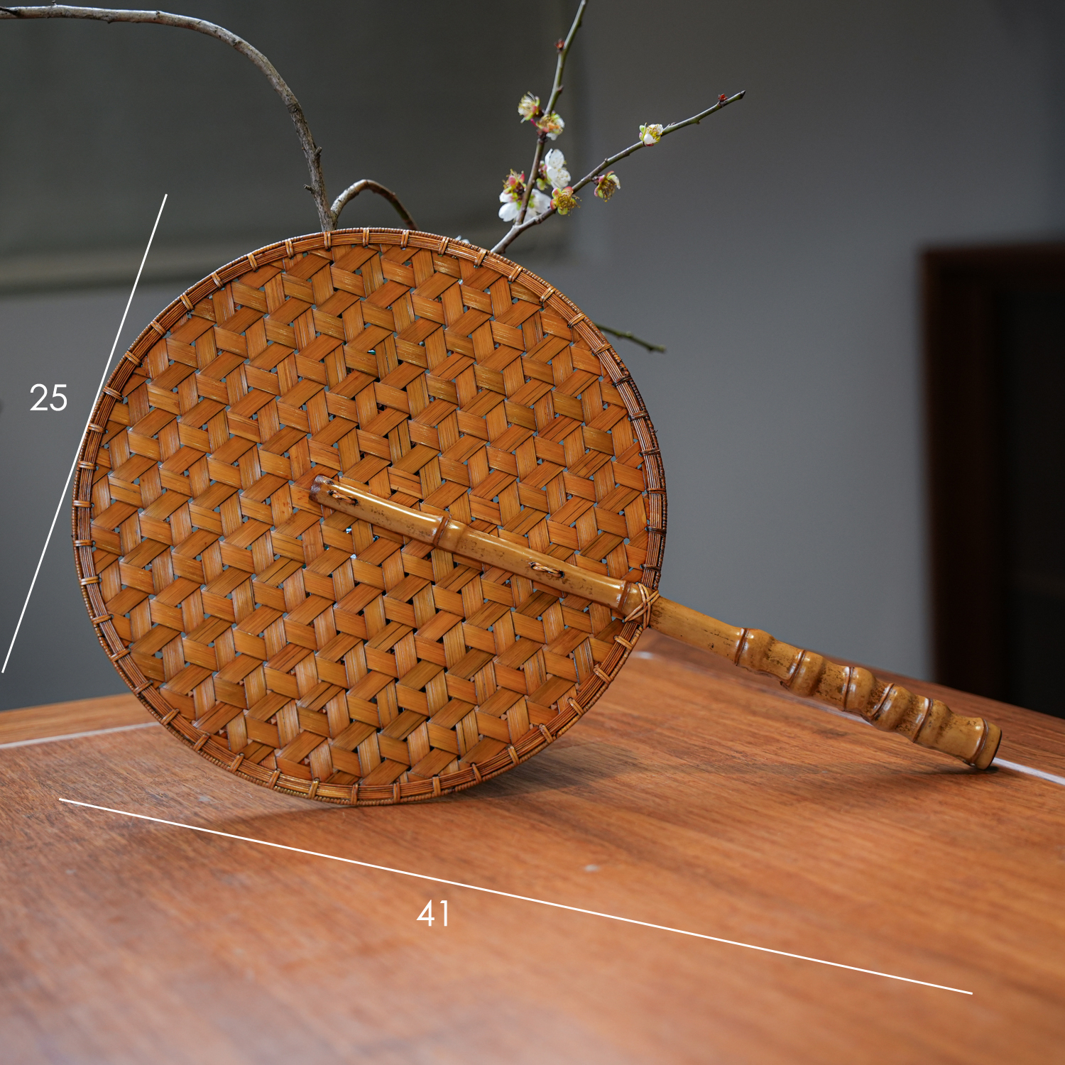 【清风】竹编复古宋风长柄团扇汉服古风配饰扇茶道搭配道具扇子