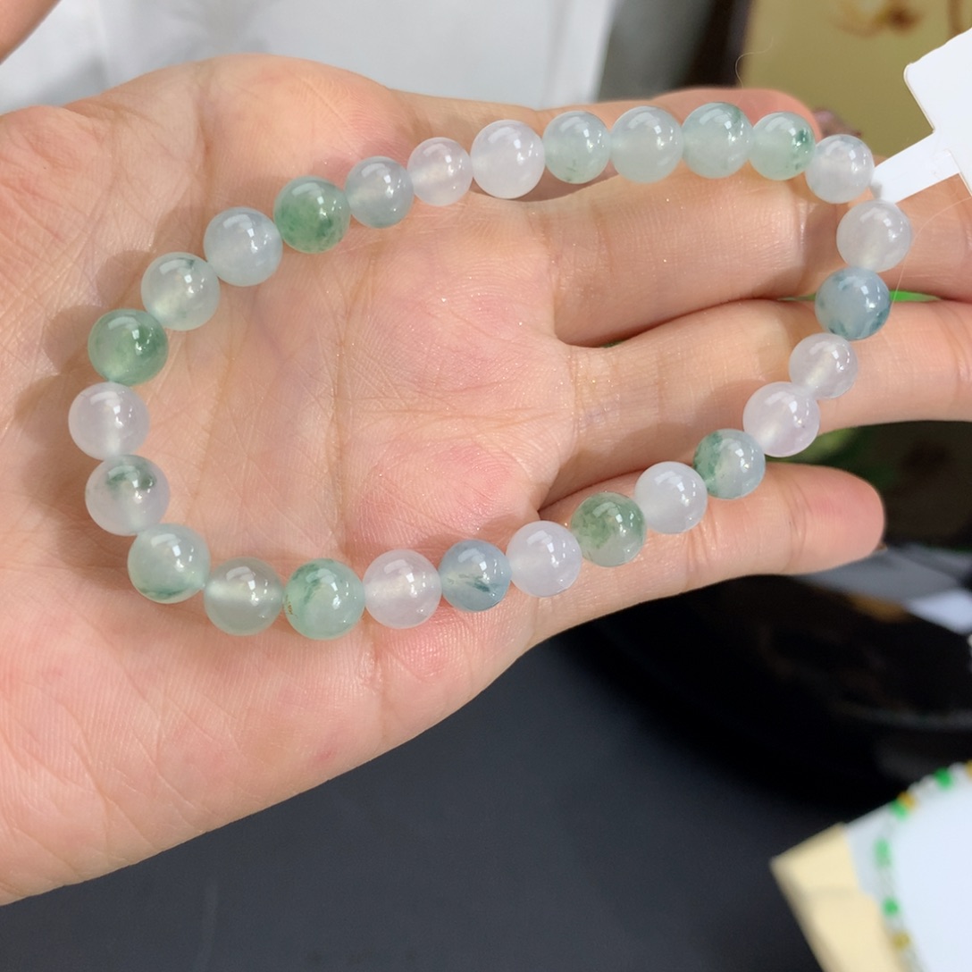 未镶嵌手串翡翠卡5.8-7冰胶飘花手串