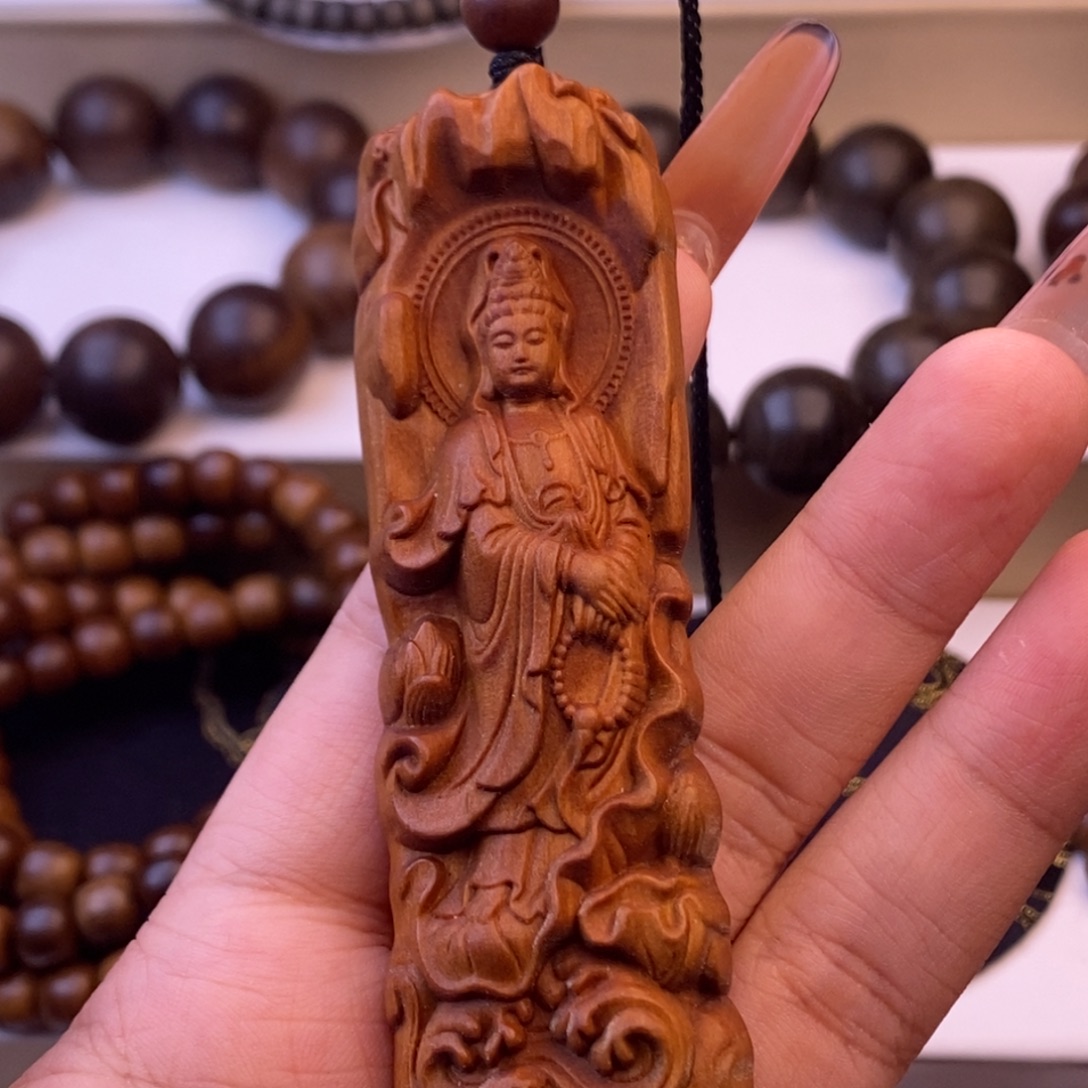路***瞧檀香木手串/手链焦糖观音脖挂