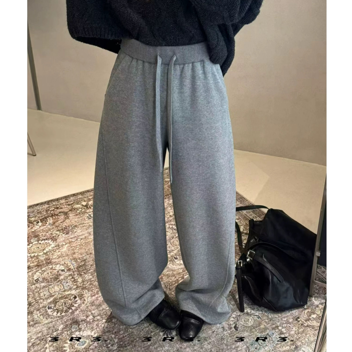 MJJ/7396/韩系抽绳加绒百搭宽松休闲裤