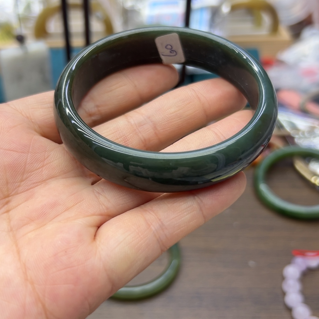 和田玉未镶嵌手镯60.5圈围736