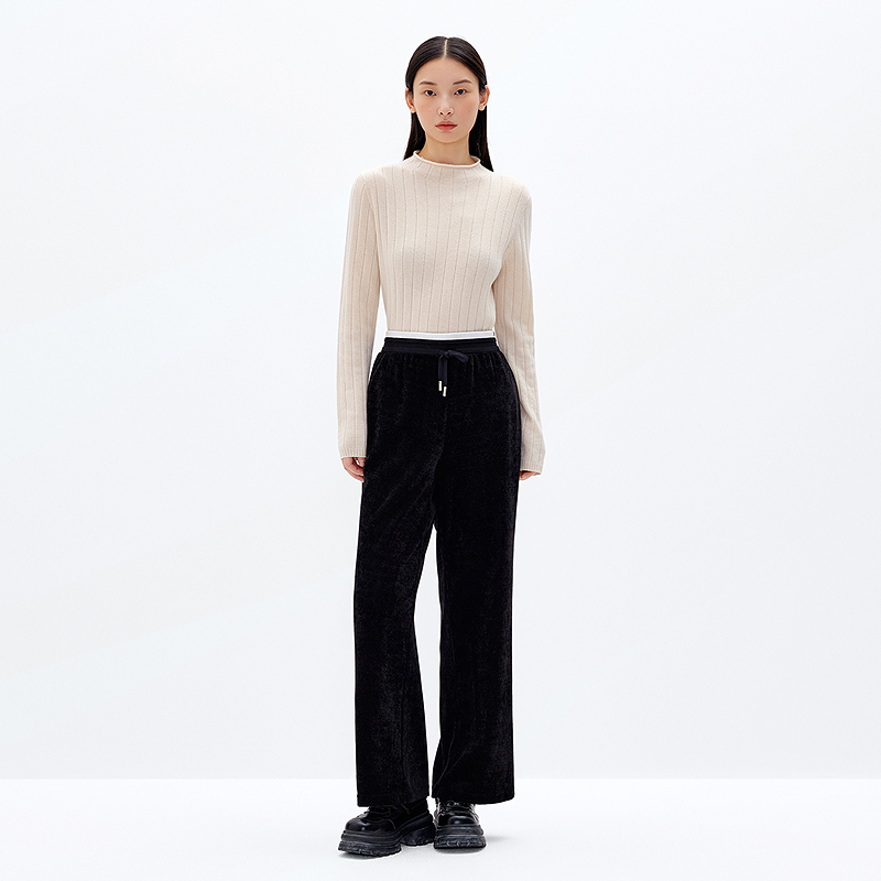 XII BASKET十二篮25春新款时尚百搭雪尼尔阔腿休闲裤女7C35120560